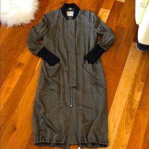 Soia & Kyo Bia long bomber jacket in bonsai green